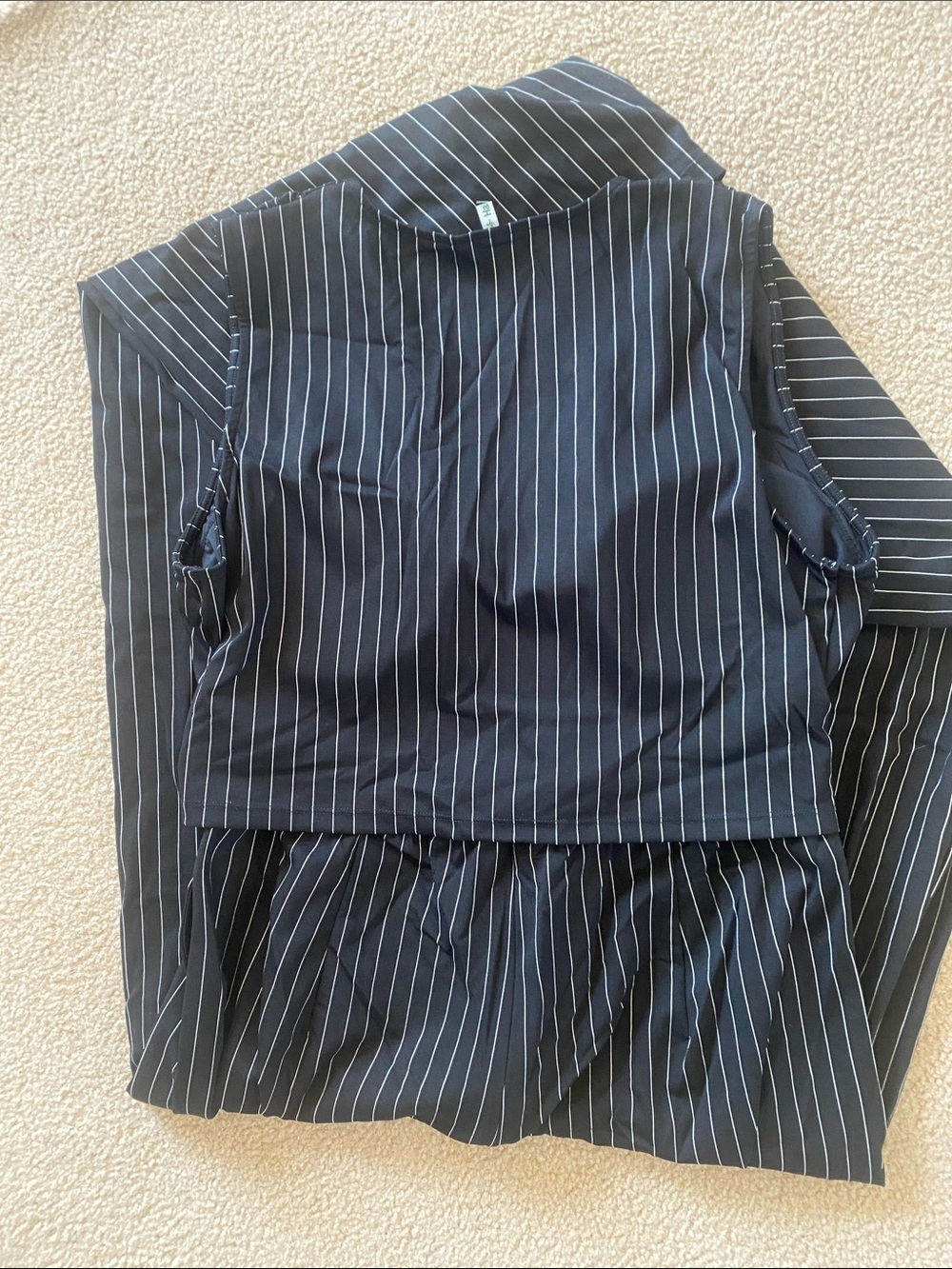 XLARGE. HALARA V NECK RUCHED STRIPED EASY PEEZY JUMPSUIT - Picture 8 of 10